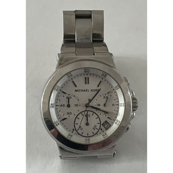 Michael Kors MK-5221 Chronograph Date Stainless Steel Watch New Battery - Picture 1 of 7